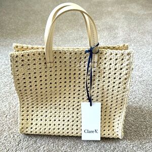 CLARE V petit tote cream rattan crossbody NWT